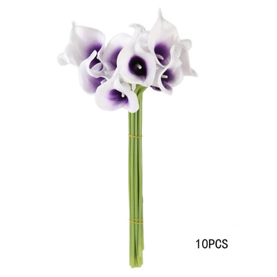 

10pcs Calla Bridal Wedding Bouquet Latex Real Feeling Flower Purple