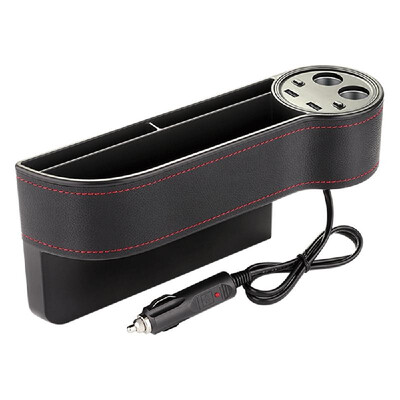 

Car Seat Organizer Seat Side Pocket Organizer Gap Storage Box Seat Gap Filler Catcher with 2 USB Chargers&2 Lighters for Walle