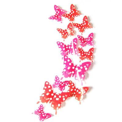 

〖Follure〗12pcs Polka Dot 3D Magnet Butterfly Wall Sticker Home Fridge Decor Decals