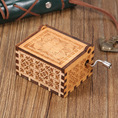 

Wood Music Box Mini Vintage Engraved Hand-Operated Musical Box Birthday Christmas Valentines Day Exquisite Gift