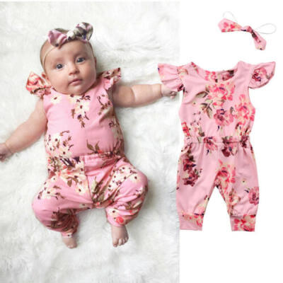 

UK Toddler Baby Girl Floral Ruffled Romper Bodysuit Jumpsuit Clothes Outfit Set