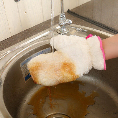 

Toponeto Non-stick Oil Dish Washing Gloves Kitchen Cleaning Brush Bowl Waterproof Gloves