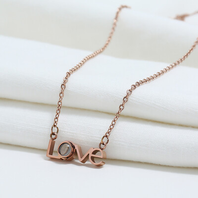 

New 100 Languages I Love You Valentines Day Present Memory Projection Necklace