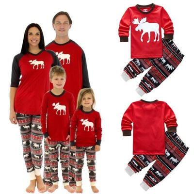 

Merry Christmas Kids Baby Girl Boy Reindeer Home Sleepwear Nightwear Pajamas Set 2T-7T