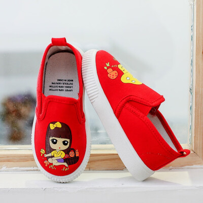 

Children Infant Kids Girls Boys Canvas Cartoon Print Flat Lazy Casual Shoes