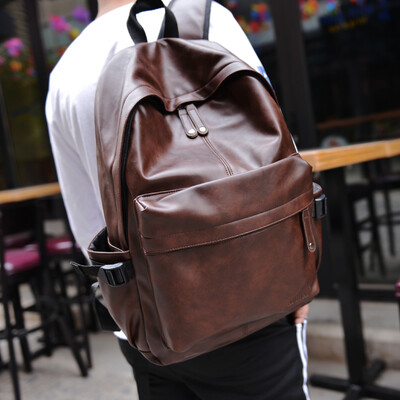 

Recreational Shoulder Bag Mens Backpack Korean Edition College Students Backpack Mens Travel Computer Mens Bag PU Fashion Cort