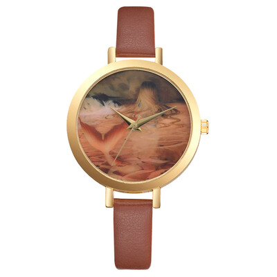 

Simple Womens Watches Creative Desert Disc Ladies Quartz Movement Wristwatch Leather Strap Clock Fashion Montre Femme