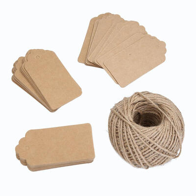 

100pcs Kraft Paper Tags for Wedding Rectangle Craft Hang Tag LabelsRope