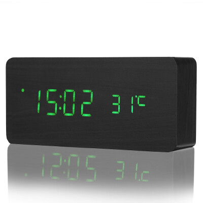 

LED Wooden Alarm Clock Time Temperature Calendar Display