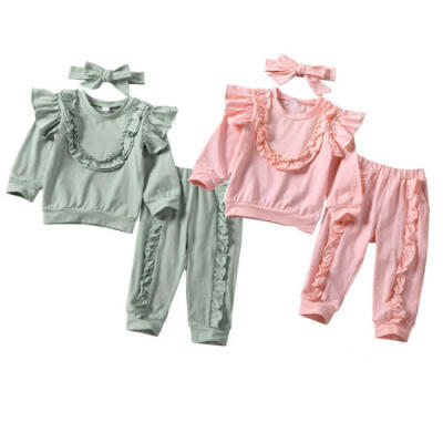 

UK Toddler Kids Baby Girl Infant Clothes T-shirt Pants Headband Outfit Tracksuit