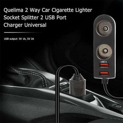 

〖Follure〗2-Socket 2-Port USB Car Charger Splitter Adapter 12V24V DC Outlet Multi Socket