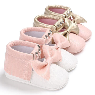 

Toddler Baby Girl Crib Shoes Infant Bowknot Soft Sole Prewalker Sneakers 0-18M