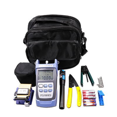 

Fiber Optic FTTH Tool Kit with Stripping Pliers&Millers Pliers Fiber Cleaver Optical Power Meter 5km Red Laser Pointer