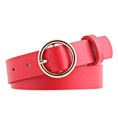 

Women Belt Round Metal Pin Buckle PU Leather Strap Waist Belts Waistband