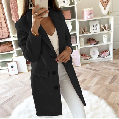 

Toponeto Woman Long Wool Coat Elegant Blend Coats Slim Female Long Coat Outerwear Jacket