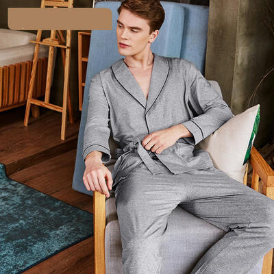 

Mens Pajamas Set Cotton Woven Drawstring Sleepwear Set With Top And Pants Bottoms