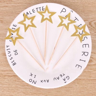

Funnybunny Little Star Cupcake Toppers Glitter Gold And silver Party Cake Decorations