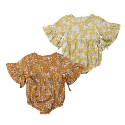 

Newborn Baby Girl Floral Flared Sleeve Romper Bodysuit Jumpsuit Clothes Outfits