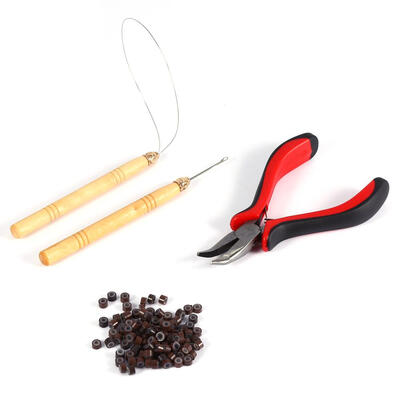 

Greensen 100PCS Silicone Beads Hair Extension Micro Rings Hook Needle Pulling Loop Plier Tool Kit