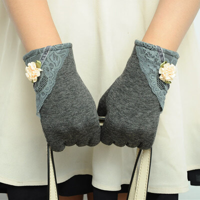 

Fashion Lovely Lace Flower Women Touch Screen Winter Warm Sport Gloves Gift