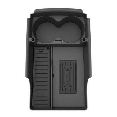 

Wireless Charging Pad Center Console Organizer Armrest Storage Box Holder Container with Phone Charger Replacement for Tesla Model