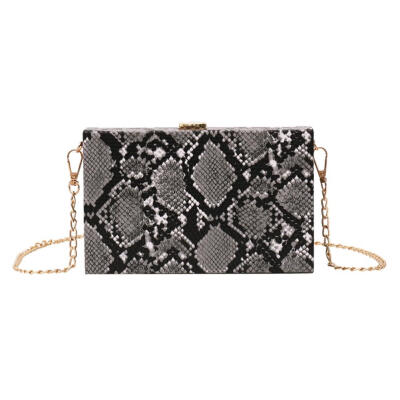 

Snake Print Shoulder Handbags Leather Women Chain Box Bags Crossbody Packs