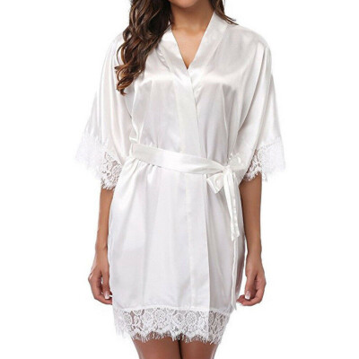 

Women Sexy Deep V Sleepwear Nightgown Satin Silk Babydoll Lace Robes Sleep Dress