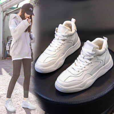 

Small white shoes womens new winter&autumn Korean version of the wild high-top leather wom