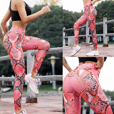 

Gobestart Serpentine High Waist Leggings Serpentine Women Yoga Pants Mesh Leather Leggins
