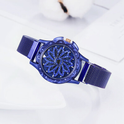 

RM 360 Degree Rotating Fashion Diamond Dial To Run Ladies Quartz Mesh Belt Watch
