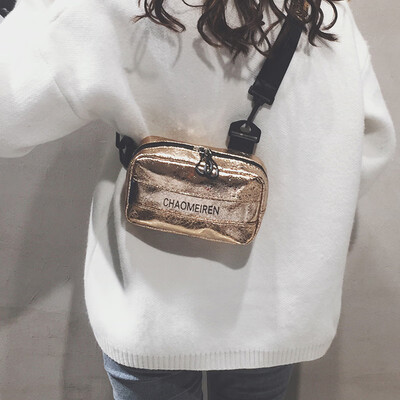 

Ins super fire fairy ditty bag trend letter wide shoulder strap small square bag female 2019 new shoulder Messenger bag