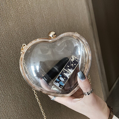

Tailored Fashion Lady Wild Chain Transparent Jelly Love Shoulder Bag Messenger Bag