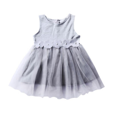 

Children Stitching Mesh Summer Sleeveless Sweet Back Zipper A-line Dresses