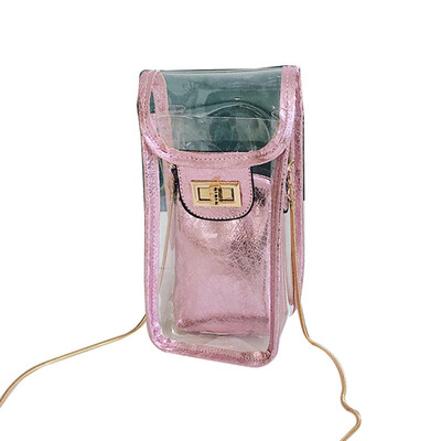 

2PcsSet Women Transparent PVC Twist Lock Crossbody Shoulder Bag Phone Holder