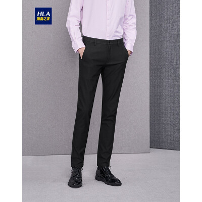 

HLA Haishu House Casual Pants Men 2018 Autumn New Net Color Mid-rise Elastic Straight Pants HKCAD3E245A Navy R5 17588Y 34