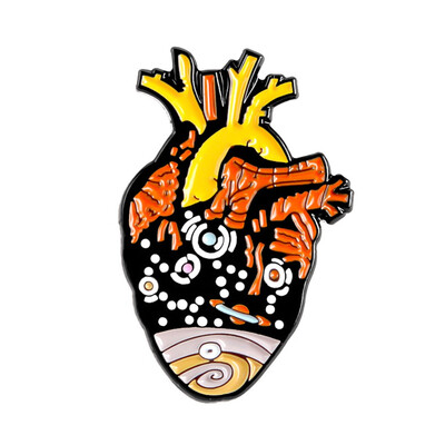 

Human Heart Organ Enamel Pins Bag Clothing Accessories Medical Jewelry Metal Badges