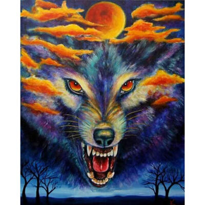 

5D DIY Full Drill Diamond Painting Evil Wolf Cross Stitch Embroidery Mosaic