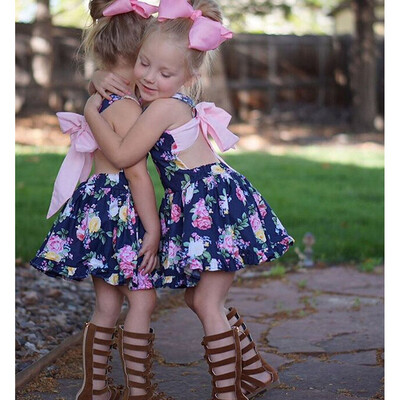 

Baby Toddler Kids Girl Backless Bowknot Floral Princess Dress Sundress Clothes