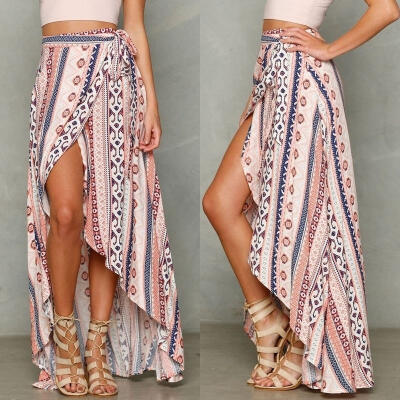 

Womens Boho Gypsy Tribal Floral Skirt Maxi Summer Beach Long Casual Skirt Dresses
