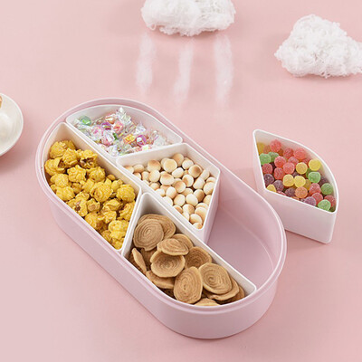 

Toponeto Creative Box Compartment With Lid Snack Box Plastic Box Fruit Plate