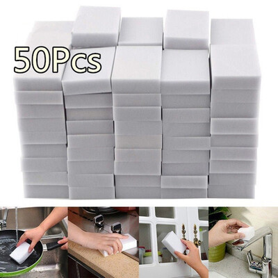 

50PCS White Sponge Eraser Melamine Cleaner Multi-Functional Kitchen Dish Bathroom Cleaning Tools Nano Sponge