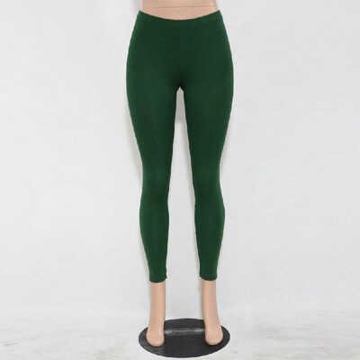 

New Women Cotton Leggings Solid Color Skinny Elastic Waist Stretchy Tights Bodycon Pants Trousers Jeggings