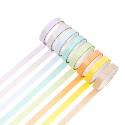 

12PCS DIY Planner Masking Decorative Paper Tape Multiple Colour Tape Set Stationery Generous Scrapbooking Supplies Stickers