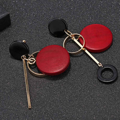 

Fashion Statement Drop Round Wood Earrings For Women Geometric Hollow Alloy Dangle Earring Ethnic Jewelry Gifts