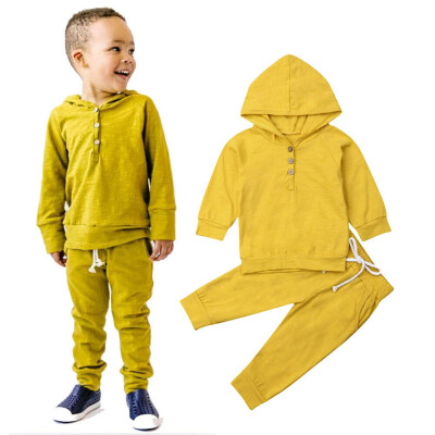 

2Pcs Newborn Kids Baby Girl Boy Hooded Tops Pants Autumn Outfits Clothes Set