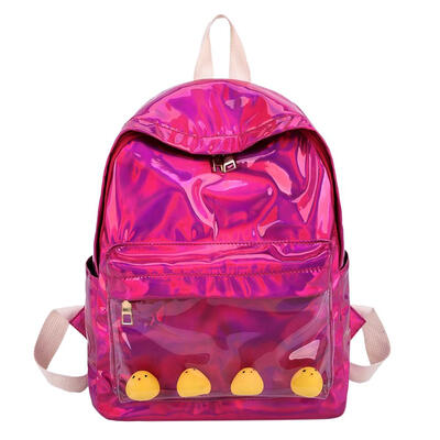 

Chick Decor Laser Travel Backpacks Women School Bags PU Leather Knapsack