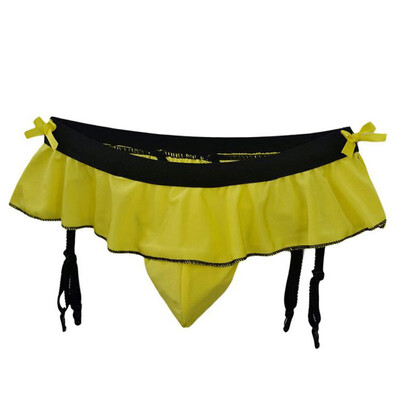 

Men Sexy Ruffled Decor Boxer Briefs Thongs Suspender Sock Clip Underwear Trunks