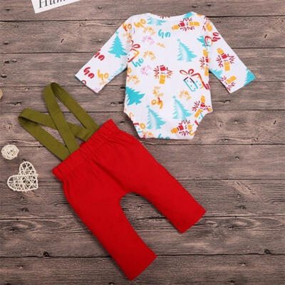

Toddler Kids Baby Girl Christmas Outfit Clothes Romper TopsLong Pants 2PCS Set