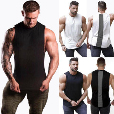 

UK Gym Mens Muscle Sleeveless Tank Top Tee Shirt Bodybuilding Sport Fitness Vest