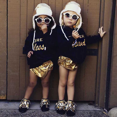 

Toddler Infant Baby Girls Letter Print Hooded Tops Pullover Shorts Outfits Set